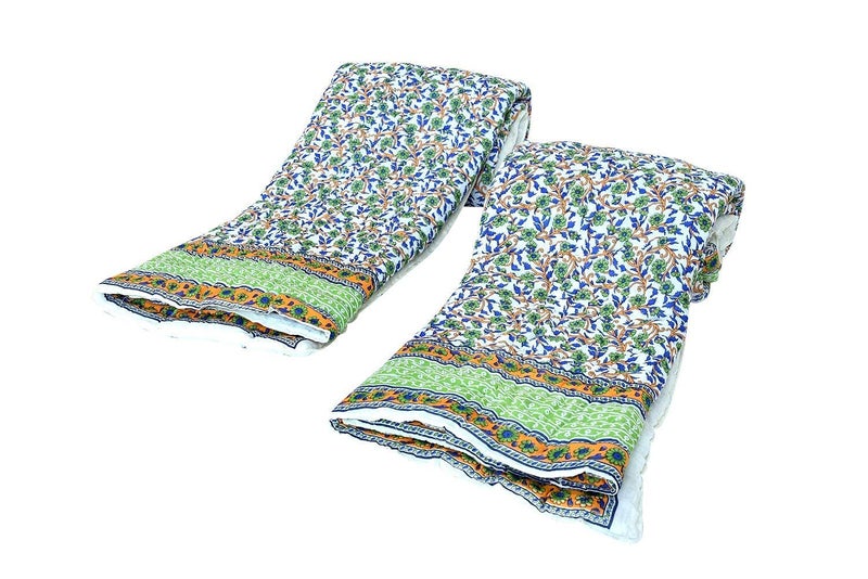 LOARSHY Pure Cotton Handmade Floral Gold Printed Quilt | Soft and Lightweight and Warm Jaipuri Rajasthani Double Bed Razai | Soft AC Quilt for Summer and Winters | Gift Item for Loved Ones - Image 4