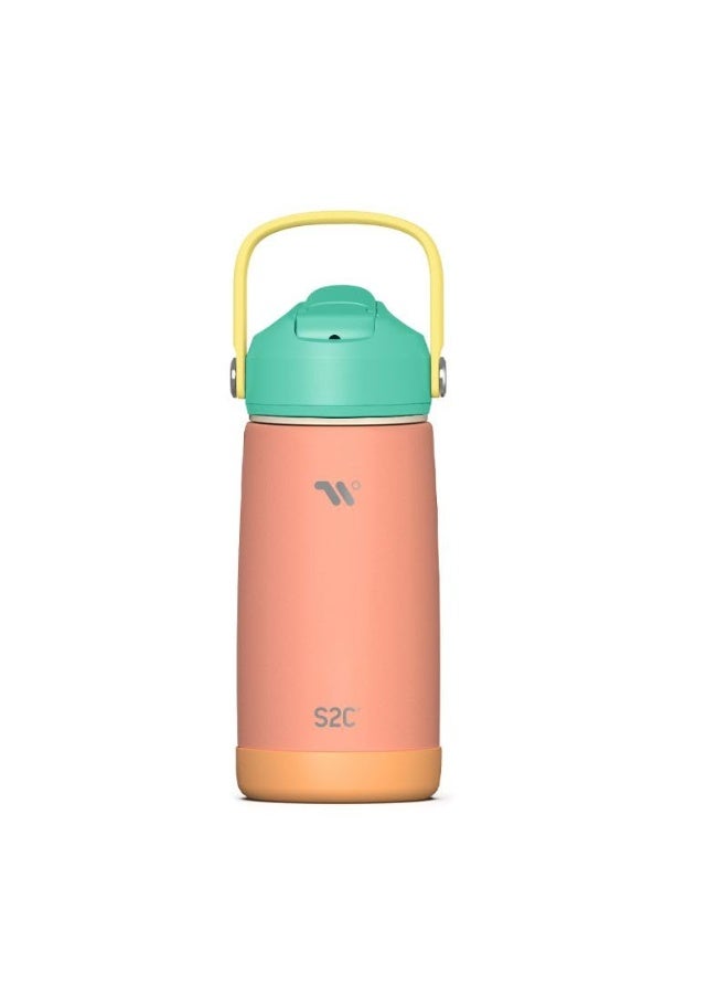 S2C S2C Kids Insulated Water Bottle 14oz – Stainless Steel, Leak-Proof, BPA-Free, Double Wall Vacuum Flask with Straw Lid & Handle – Cute Pastel Colors for School, Sports & Travel - Image 1
