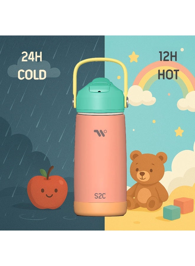 S2C S2C Kids Insulated Water Bottle 14oz – Stainless Steel, Leak-Proof, BPA-Free, Double Wall Vacuum Flask with Straw Lid & Handle – Cute Pastel Colors for School, Sports & Travel - Image 5