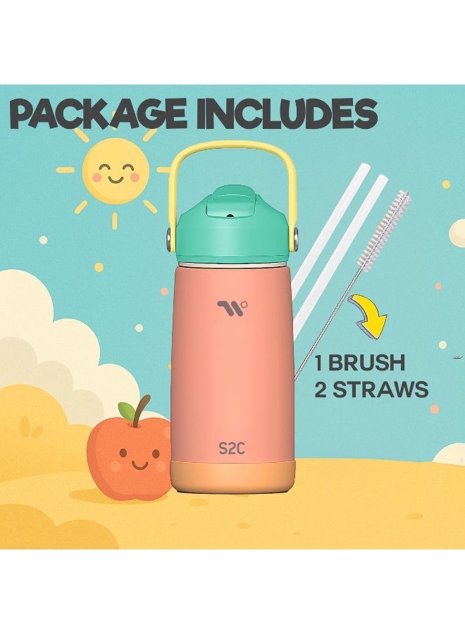 S2C S2C Kids Insulated Water Bottle 14oz – Stainless Steel, Leak-Proof, BPA-Free, Double Wall Vacuum Flask with Straw Lid & Handle – Cute Pastel Colors for School, Sports & Travel - Image 4