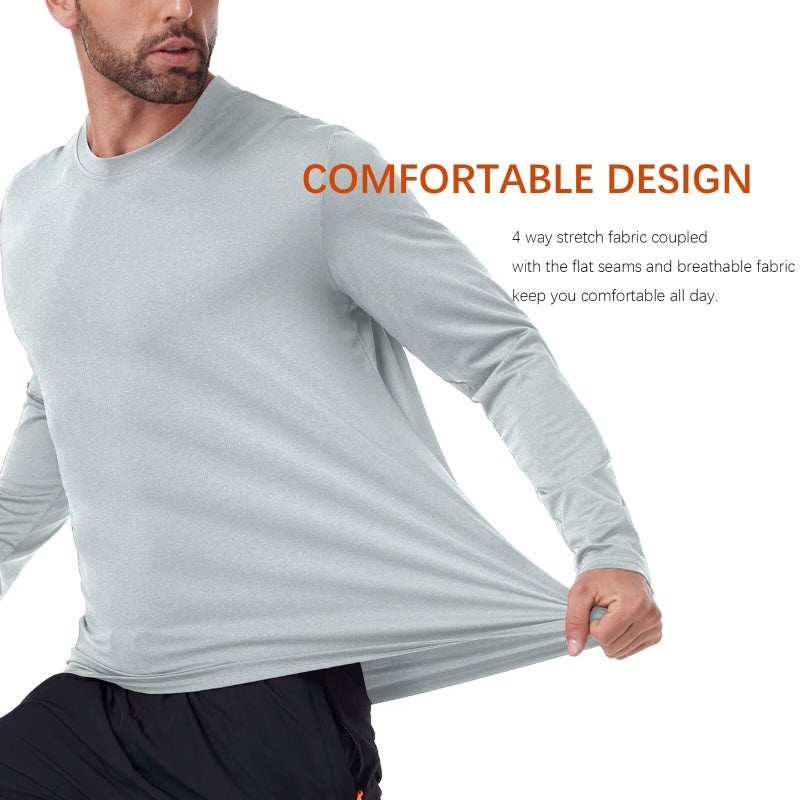 OYGSieg 6 Pack Men's Quick Dry Long Sleeve Shirts Moisture Wicking Sun Protection UV UPF SPF Performance T-Shirt for Casual Workout SetC L - Image 4