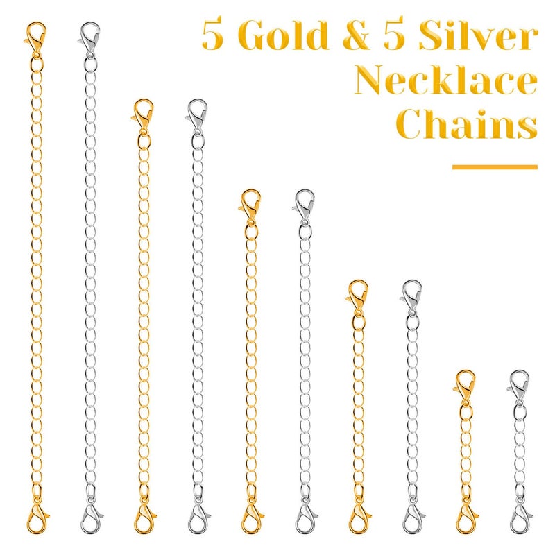 anezus Chain Extenders for Necklaces, Anezus 10pcs Jewelry Extenders for Necklaces, Stainless Steel Chain Extenders for Necklace, Bracelet and Anklet (Assorted Sizes) - Image 2