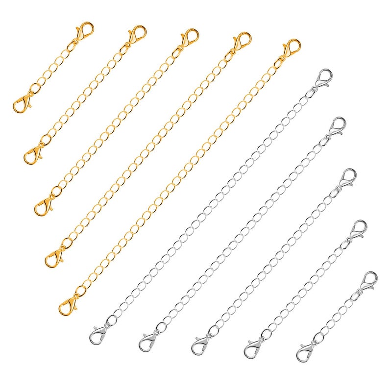 anezus Chain Extenders for Necklaces, Anezus 10pcs Jewelry Extenders for Necklaces, Stainless Steel Chain Extenders for Necklace, Bracelet and Anklet (Assorted Sizes) - Image 1