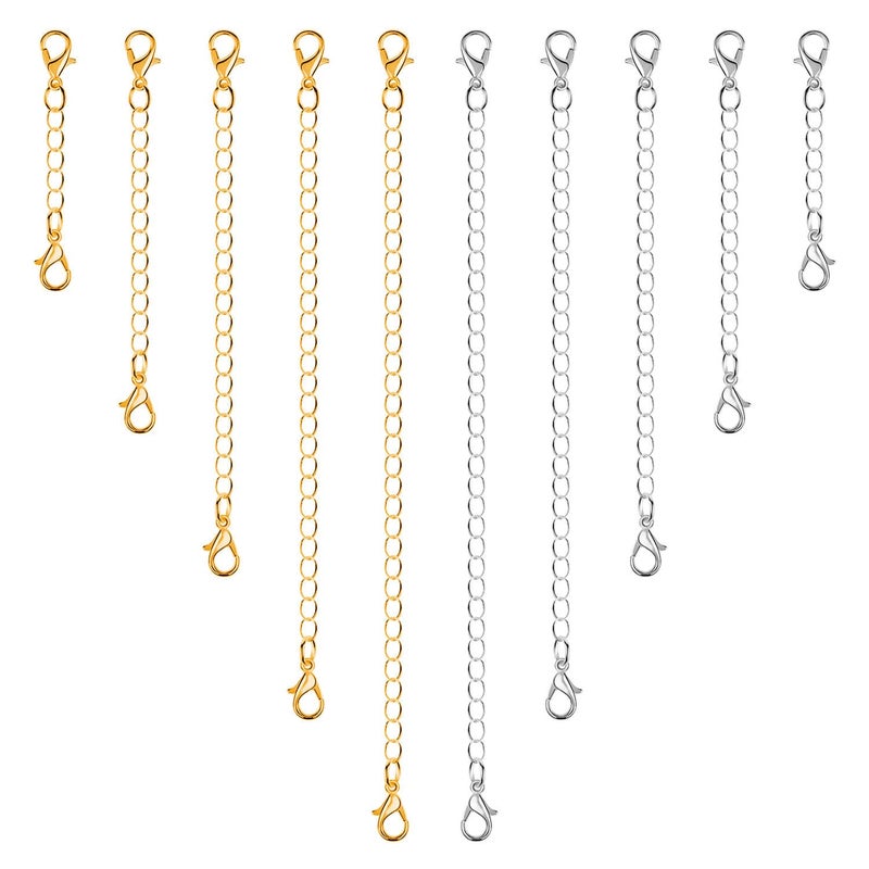 anezus Chain Extenders for Necklaces, Anezus 10pcs Jewelry Extenders for Necklaces, Stainless Steel Chain Extenders for Necklace, Bracelet and Anklet (Assorted Sizes) - Image 4