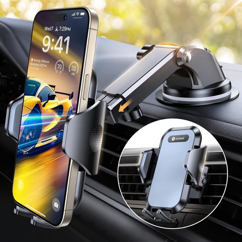 VICSEED 2025 Rally Racing-Grade Car Phone Holder with 88+LBS Suction for Dashboard, Windscreen, and Vent - Image 1