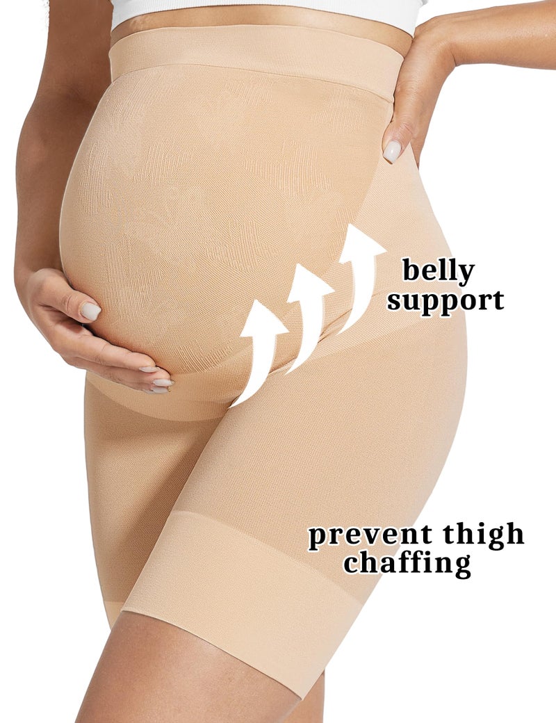 KIM S Plus Size Maternity Shapewear Fall Clothes for Dresses Baby Shower Panties Pregnancy Shapewear Maternity Shorts Formal Maxi Pregnancy Bodysuit (Nude XL) - Image 4