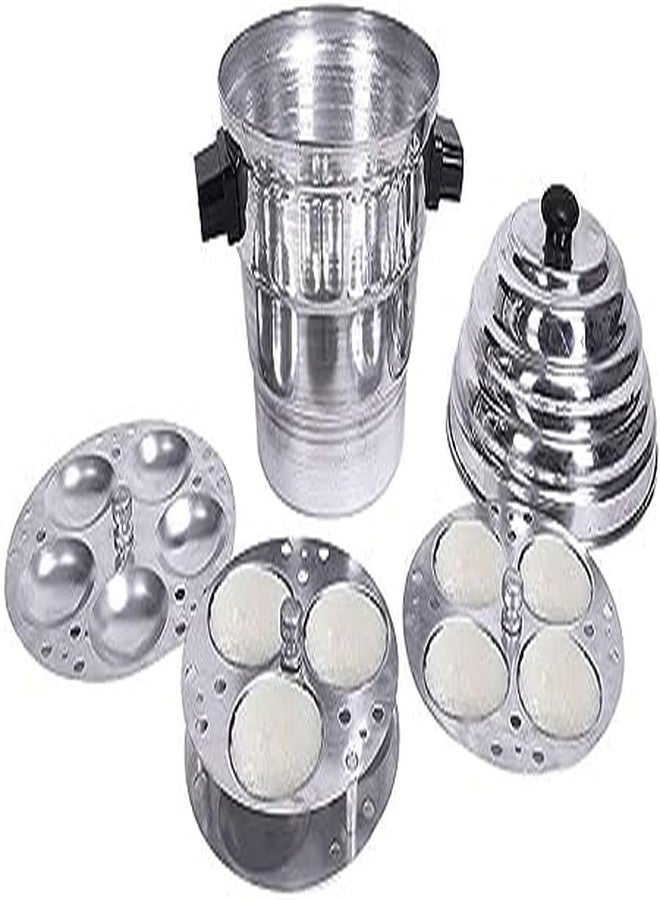 MUKE Aluminium Idli Maker Cooker with 3 Plates+ 2 Plates Steamers (2 Dhokla khamman Plate + 1 Patra Plate), 9.5 Diameter Silver, Standard (12idli) - Image 2