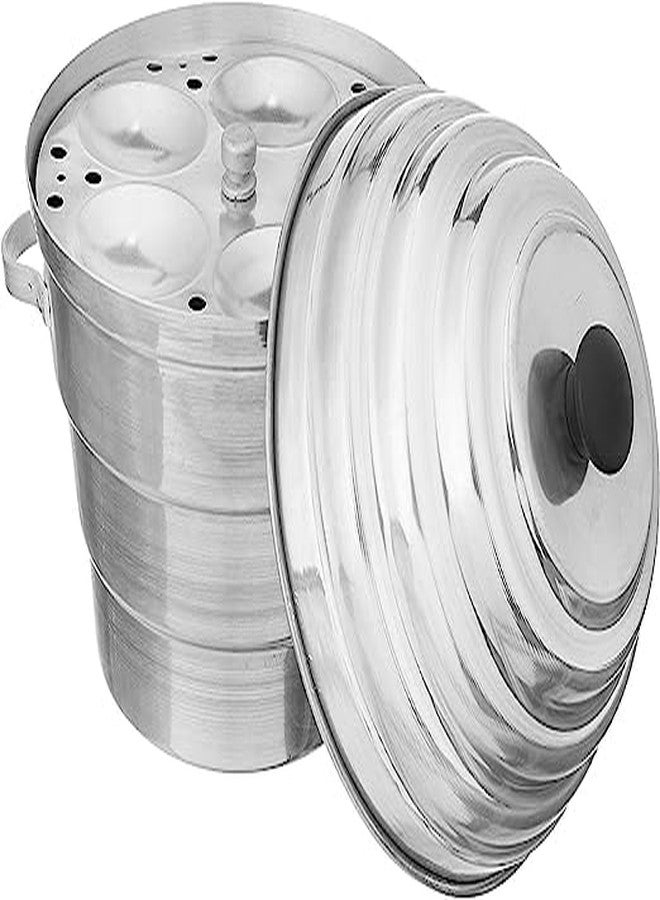 MUKE Aluminium Idli Maker Cooker with 3 Plates+ 2 Plates Steamers (2 Dhokla khamman Plate + 1 Patra Plate), 9.5 Diameter Silver, Standard (12idli) - Image 3