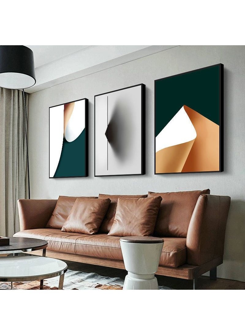 FASHION HOME 3PCS Wall Art Bright Style Minimalist Decor Modern Abstract Canvas Prints Poster Picture Framed Paintings Decorations  - Image 1