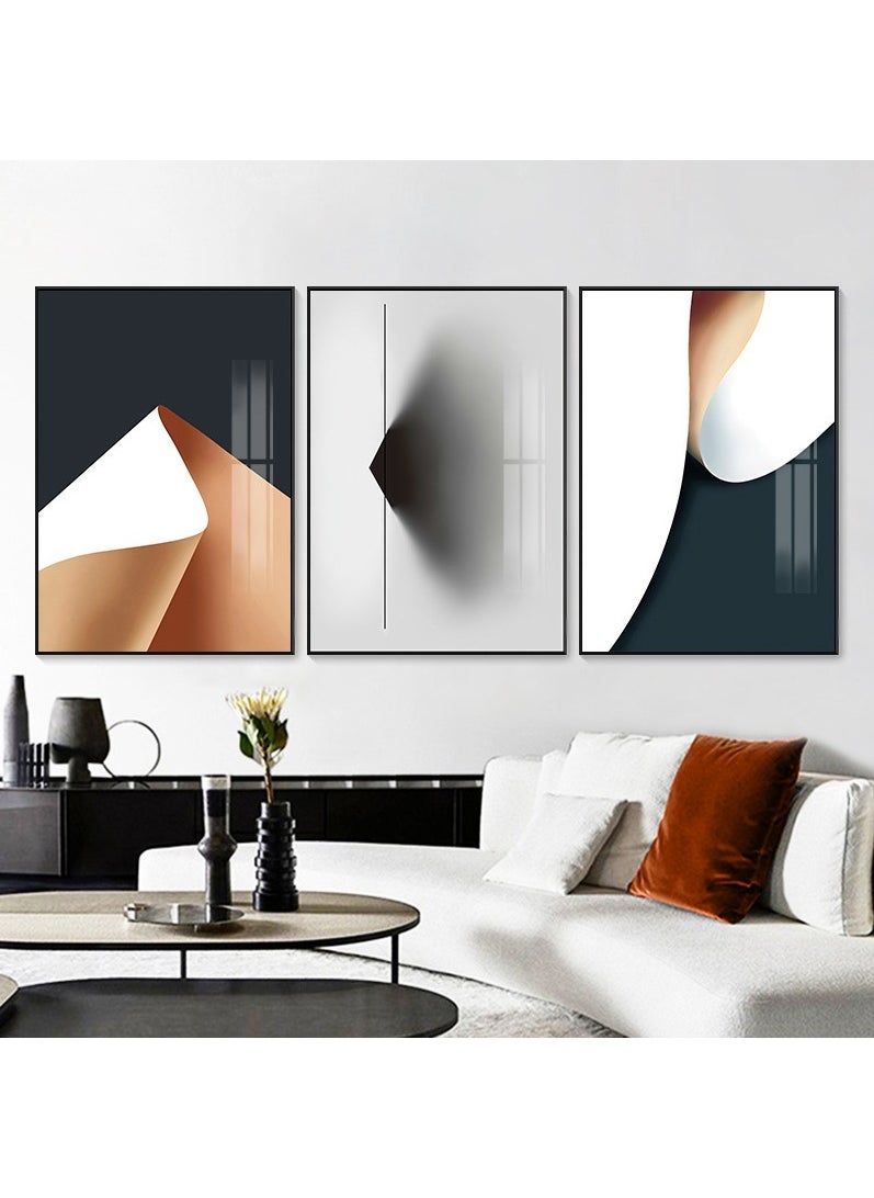 FASHION HOME 3PCS Wall Art Bright Style Minimalist Decor Modern Abstract Canvas Prints Poster Picture Framed Paintings Decorations  - Image 2