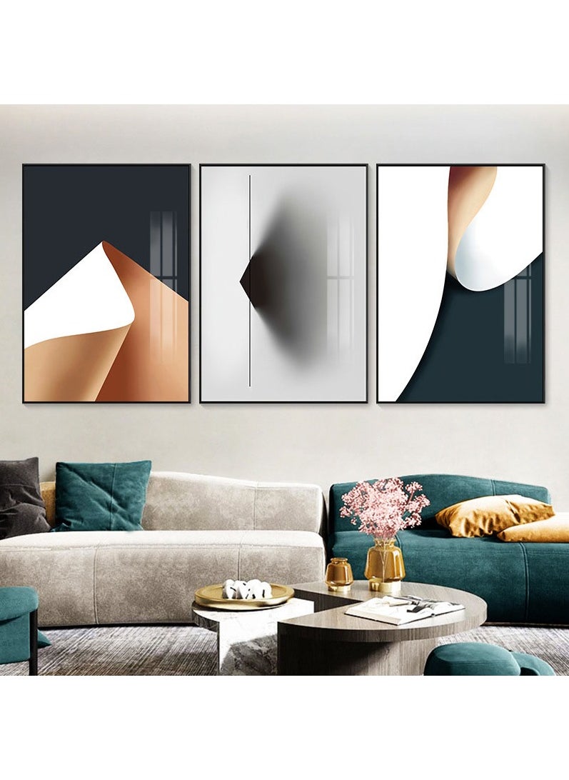 FASHION HOME 3PCS Wall Art Bright Style Minimalist Decor Modern Abstract Canvas Prints Poster Picture Framed Paintings Decorations  - Image 4