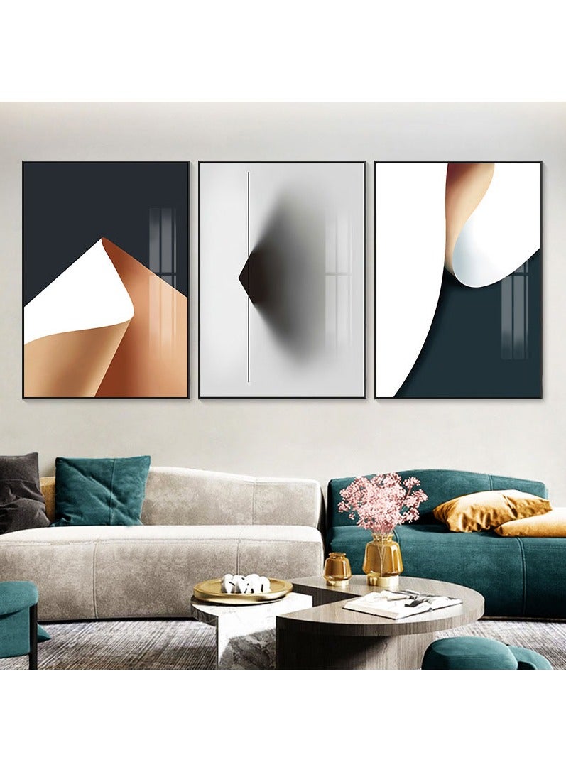 FASHION HOME 3PCS Wall Art Bright Style Minimalist Decor Modern Abstract Canvas Prints Poster Picture Framed Paintings Decorations  - Image 1