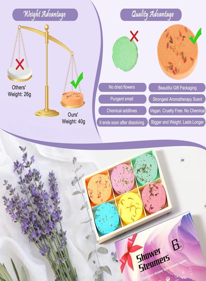 JClover Shower Steamers Aromatherapy Shower Bombs Christmas Self Care Relaxation Gifts for Women and Men Includes Eucalyptus for Shower -XL 6packs - Image 5