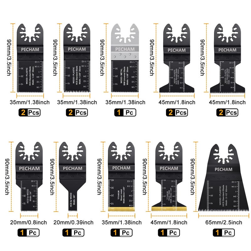 PECHAM 104 Pcs Oscillating Multi Tool Blade, Wood Metal Cutting and Sandpaper Oscillating Tool Accessories with Titanium Quick Tooth Japanese Tooth Multitool Blade Fit More Oscillating Tools - Image 5