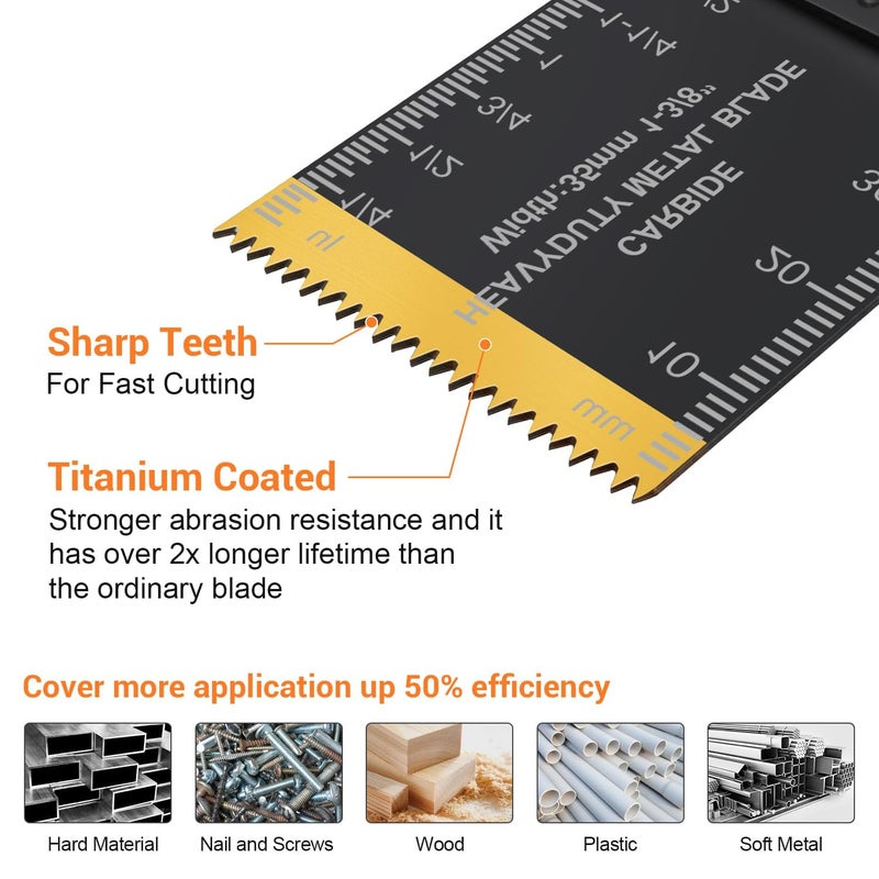 PECHAM 104 Pcs Oscillating Multi Tool Blade, Wood Metal Cutting and Sandpaper Oscillating Tool Accessories with Titanium Quick Tooth Japanese Tooth Multitool Blade Fit More Oscillating Tools - Image 3
