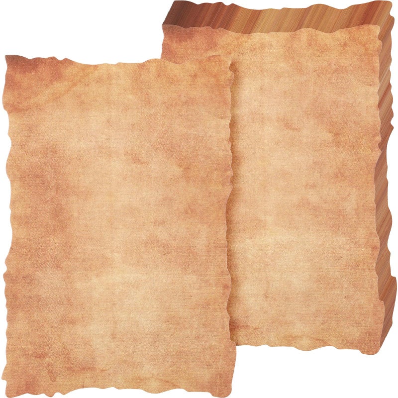 Harloon 50 Pcs Vintage Old Looking Cotton Watercolor Paper Cardstock Blank 200 GSM Thick Antiqued Deckle Edge Virgin Paper for Drawing Writing Printing Invitations Greeting (4x6 Inch) - Image 1