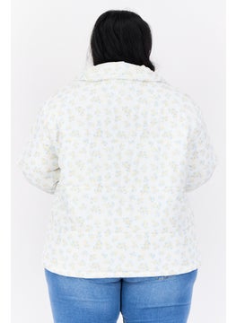 Neon Rose Women Plus Size Floral Print Puffer Jacket, Multicolor  - Image 3