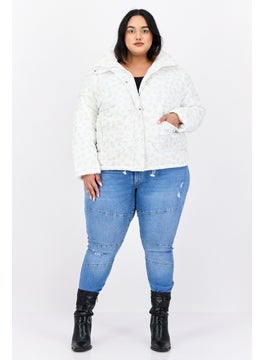 Neon Rose Women Plus Size Floral Print Puffer Jacket, Multicolor  - Image 4