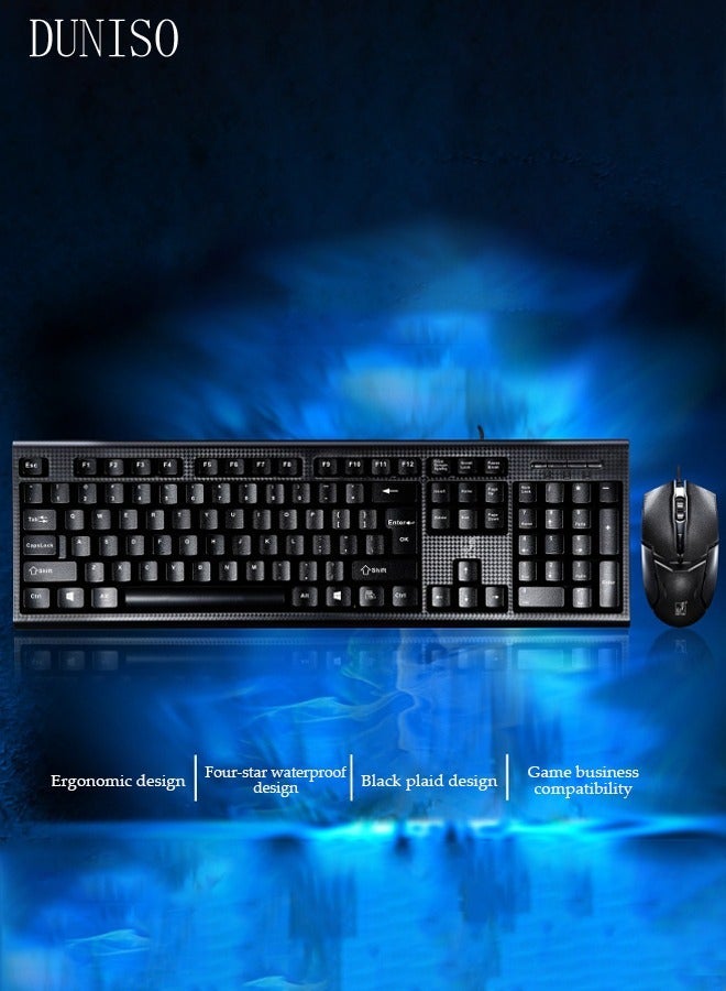 DUNISO Wired USB Keyboard, Laptop Desktop, Compact Business Office Gaming Keyboard And Mouse Set - Image 2