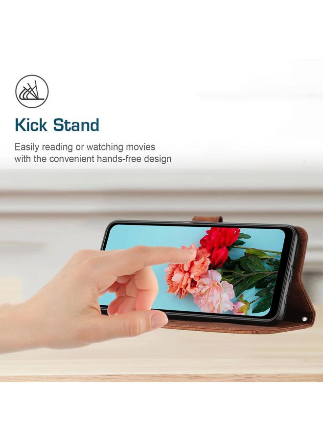 اس-توب جراب هاتف Honor X7a 4G Global Skin Feel مخطط من الجلد مع حبل تعليق - Image 5