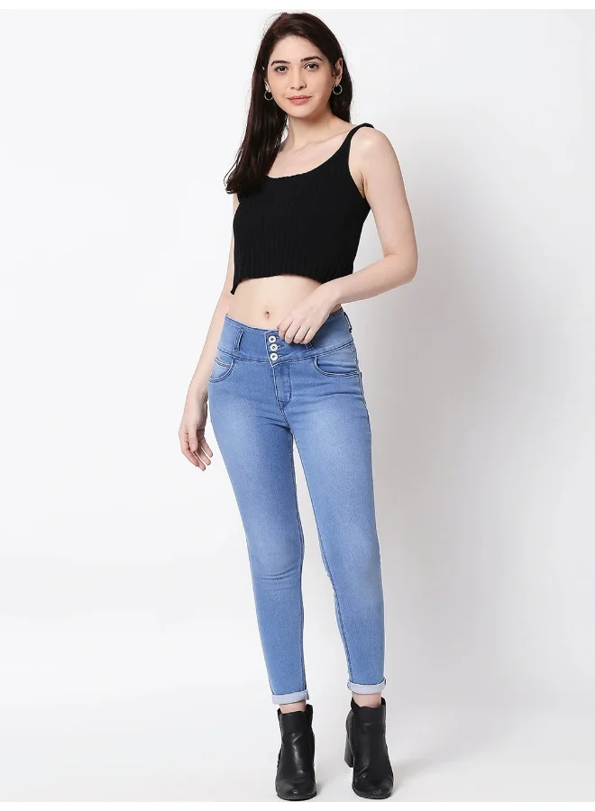 HIGH STAR Women Blue Slim Fit High-Rise Clean Look Stretchable Jeans