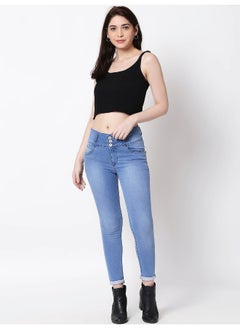 HIGH STAR Women Blue Slim Fit High-Rise Clean Look Stretchable Jeans  - Image 5