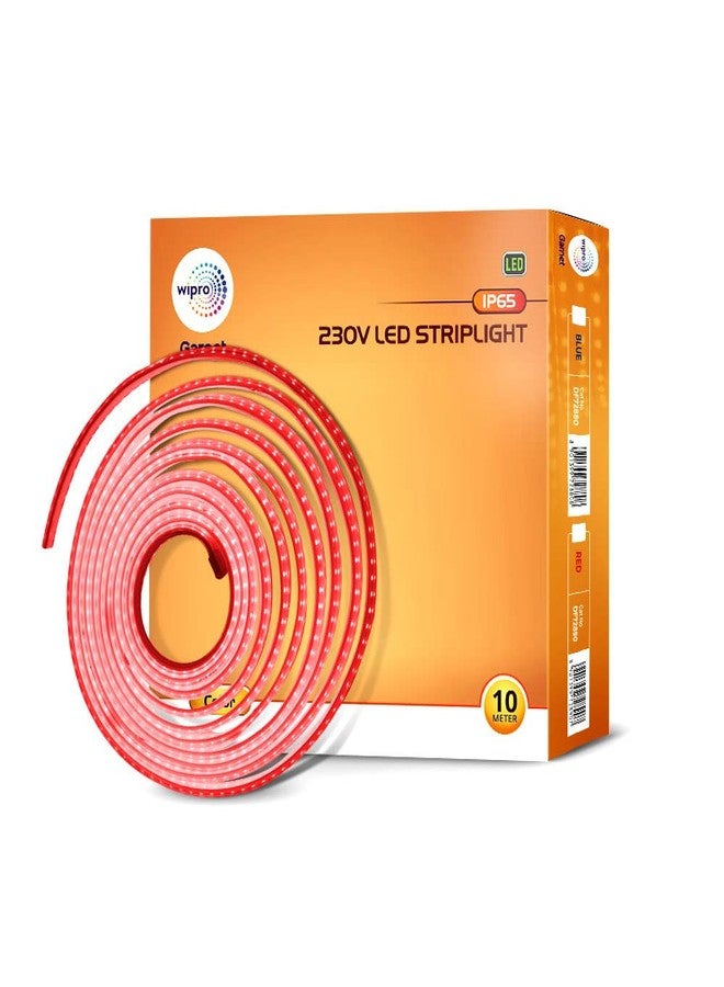 wipro Garnet 10 Meter Led Strip Light| 120 LEDs/Mtr | Red | Ip65-Waterproof | Flexible Rope Light for Outdoor & Indoor Decoration for Diwali, Christmas|Strip for Balcony, False Ceiling|Pack of 1 - Image 1