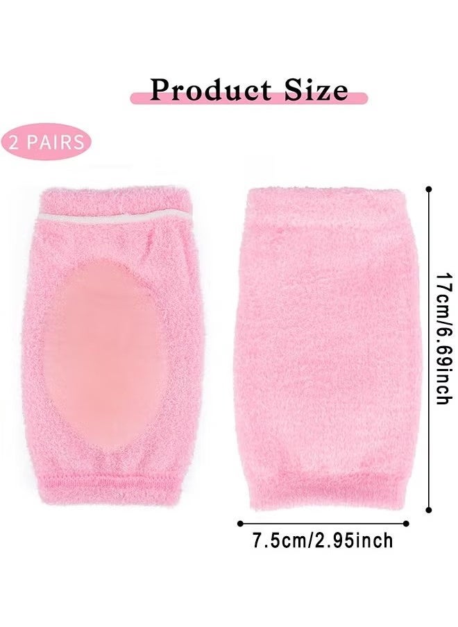 Realfrog 2 Pairs Gel Elbow Sleeves Elbow Moisturizing Sleeve Gel Cover For Dry Cracked Skin Care Elastic And Breathable Elbow Sleeves For SPA Driving Hiking Biking Dust Pollution Protection Sunburn  - Image 2
