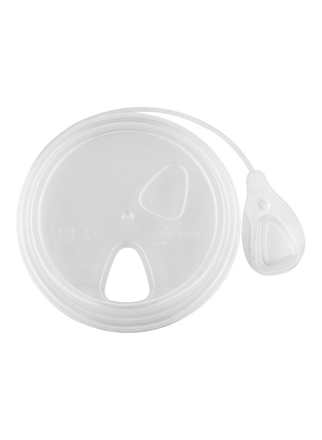 Restaurantware LIDS ONLY: Clear Plastic Lids with Attached Stopper For 8,12,16, and 20 Ounce Coffee Cups, 100 Lids For Hot Cups - Lids for Coffee and Drinking Cups, Cups Sold Separately - Image 1