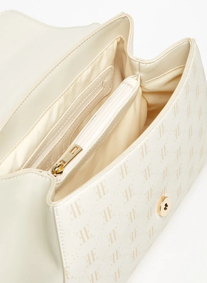 ELLE Women Monogram Print Satchel Bag