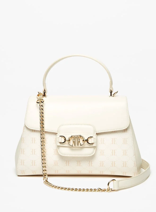 ELLE Women Monogram Print Satchel Bag