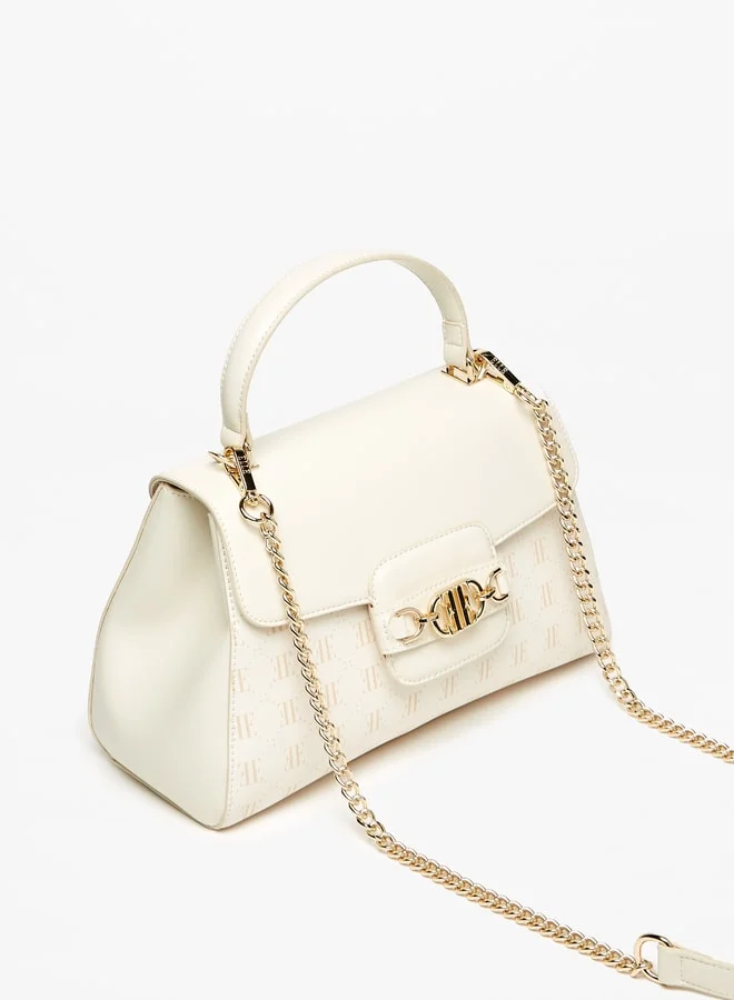 ELLE Women Monogram Print Satchel Bag
