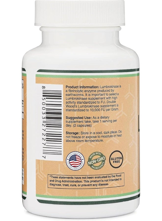 Double Wood Supplements مكمل إنزيمات لومبروكيناز - 120 كبسولة (أقصى نشاط 10,000 FU/جرام) 150 ملغ لكل حصة (بدون مواد حشو) لدعم صحة القلب والدورة الدموية من دابل وود سوبليمنتس - Image 4