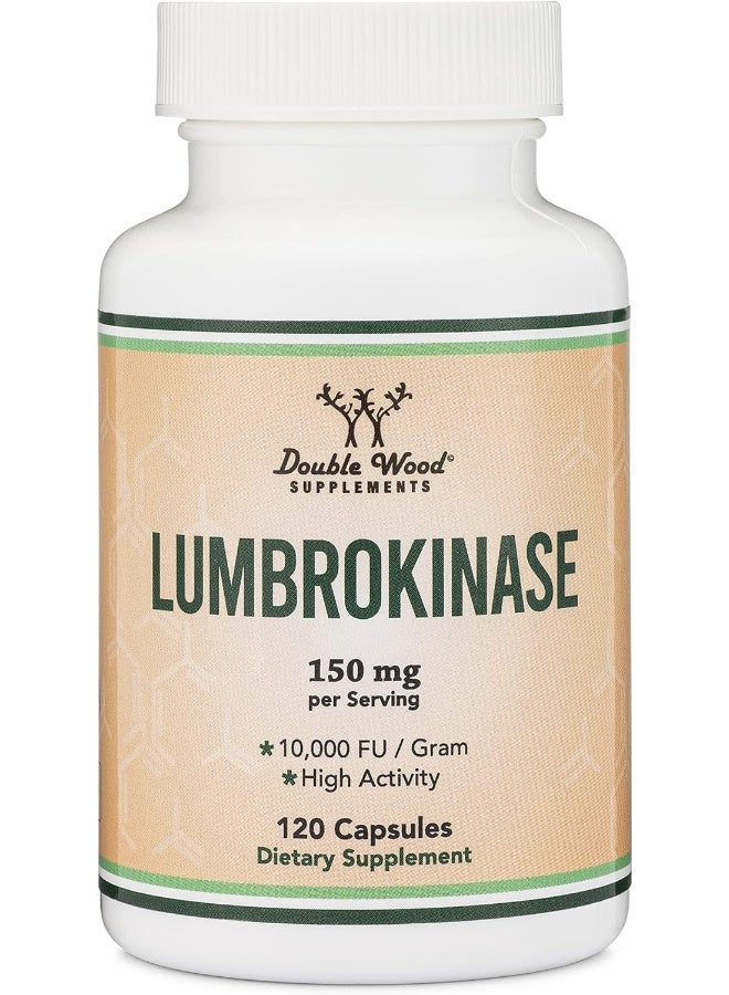 Double Wood Supplements مكمل إنزيمات لومبروكيناز - 120 كبسولة (أقصى نشاط 10,000 FU/جرام) 150 ملغ لكل حصة (بدون مواد حشو) لدعم صحة القلب والدورة الدموية من دابل وود سوبليمنتس - Image 5