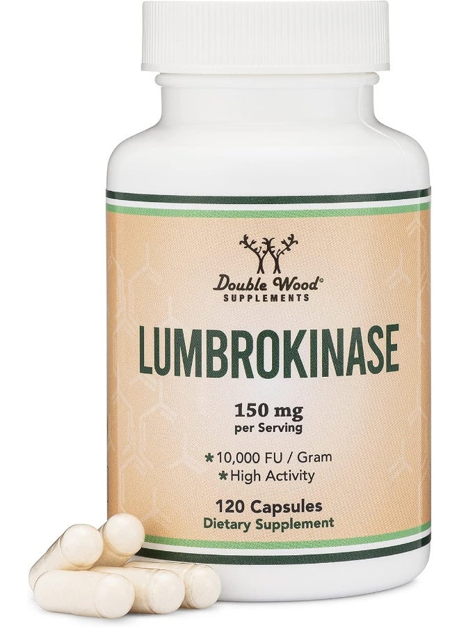 Double Wood Supplements مكمل إنزيمات لومبروكيناز - 120 كبسولة (أقصى نشاط 10,000 FU/جرام) 150 ملغ لكل حصة (بدون مواد حشو) لدعم صحة القلب والدورة الدموية من دابل وود سوبليمنتس - Image 1