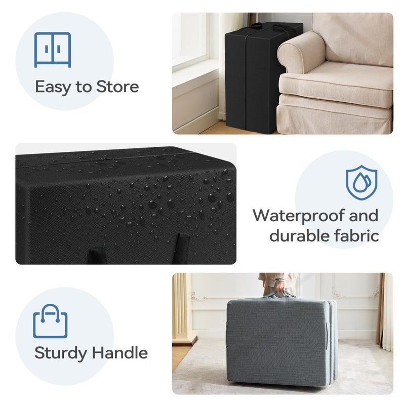 BDEUS Tri-Fold 4" Memory Foam Mattress - Single Size Portable Bed, Foldable Floor Mat for Adults & Kids, Washable CertiPUR-US Certified Cover, Lightweight for Travel/Camping/Yoga - Image 5