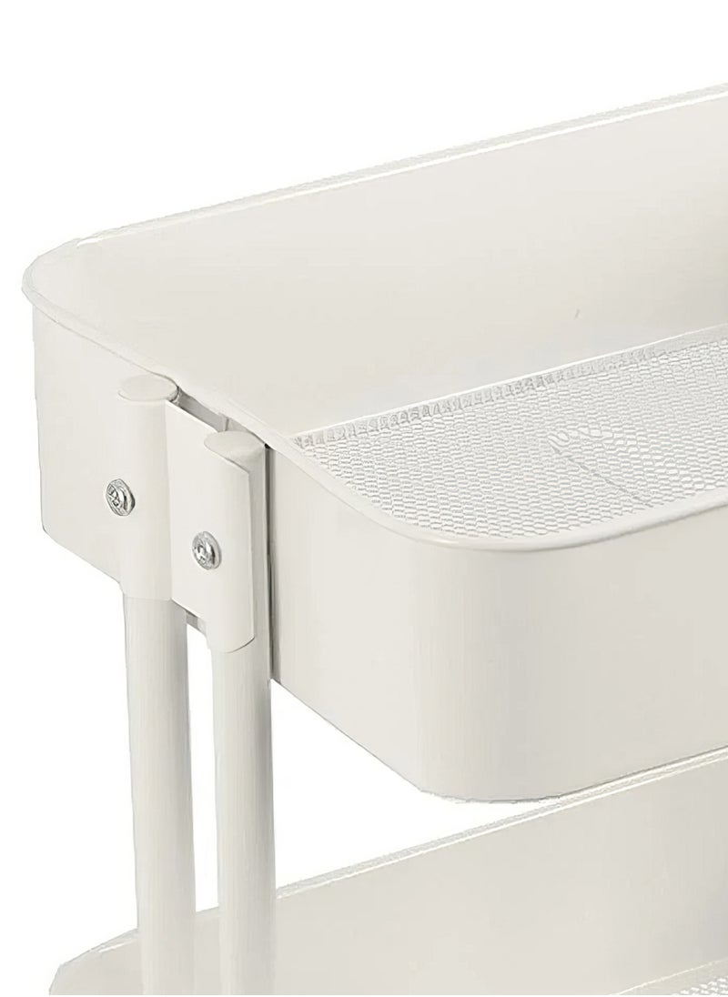 3-Tier Rolling Metal Storage Organizer, Mobile Utility Cart, Multi-Functional Storage Cart for Kitchen with Lockable 360°Caster Wheels White