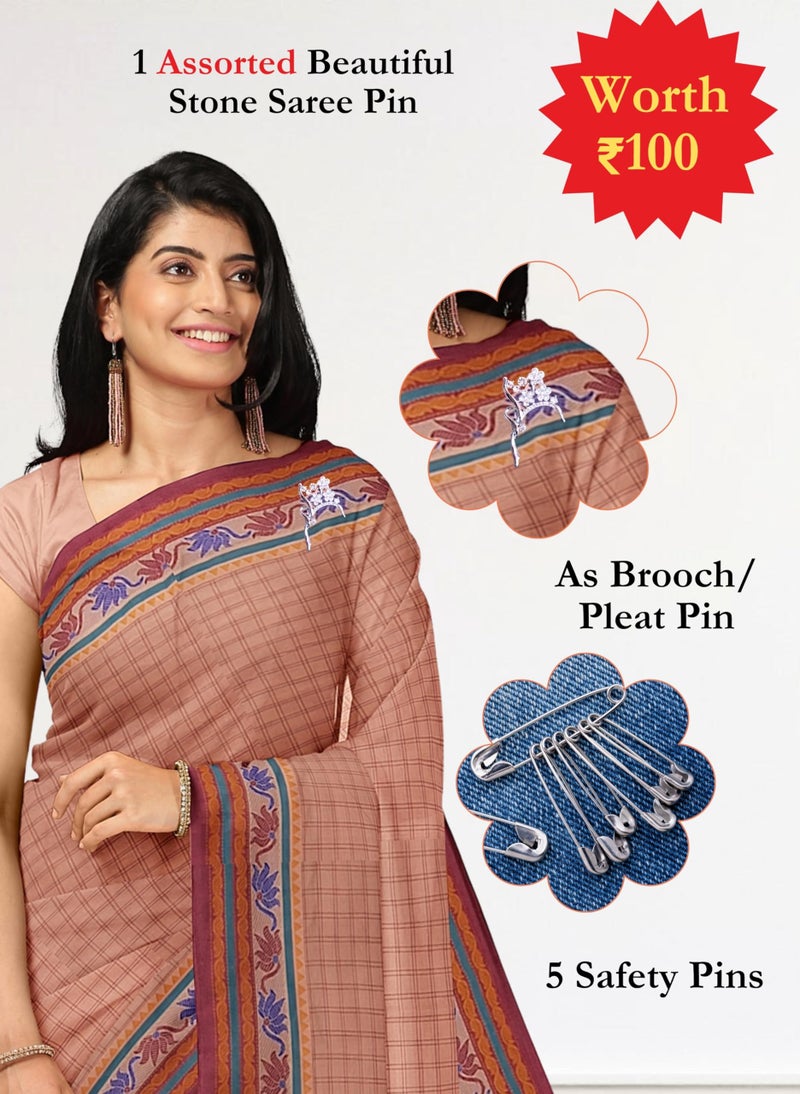 NandaVanam Women's Chettinad Cotton Saree without Blouse | Soft, Comfort, Pure Cotton Sarees | Chettinad Pure Cotton Sarees | Handloom Sarees for Women Daily use, All Occasion Wear - Image 3