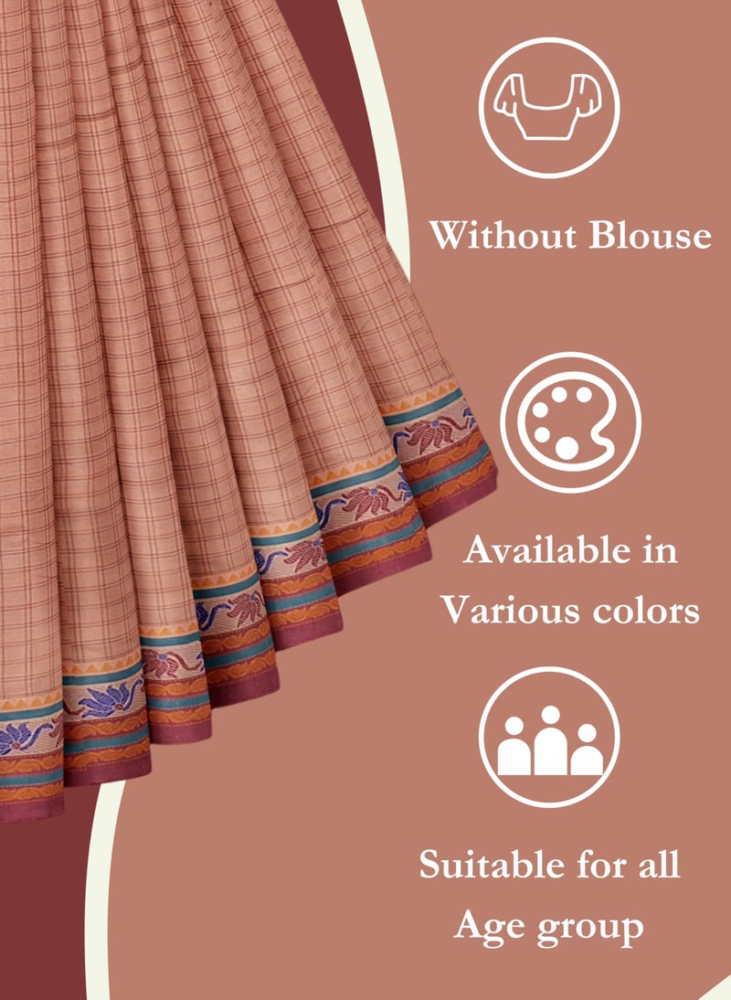 NandaVanam Women's Chettinad Cotton Saree without Blouse | Soft, Comfort, Pure Cotton Sarees | Chettinad Pure Cotton Sarees | Handloom Sarees for Women Daily use, All Occasion Wear - Image 5