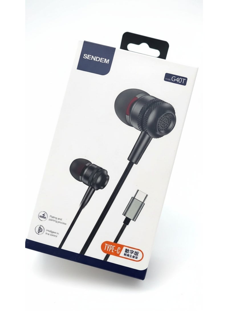 سيندم سماعات أذن سلكية من نوع SENDEM G40T من النوع C - طلاء فاخر، صوت عالي الجودة - Image 4