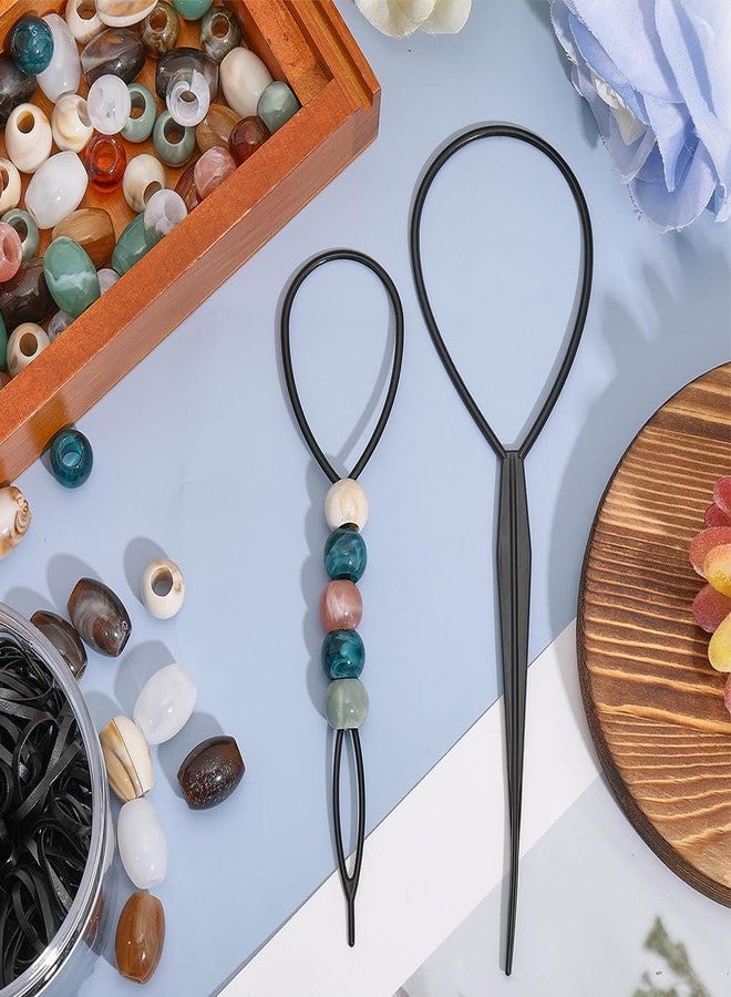 CHGCRAFT DIY 112Pcs African Hair Beads for Braids Jumbo Hair Styling Tool Kits Including Acrylic Beads Plastic Pin Bun Maker and 500Pcs Elastic Rubber Bands for Braiding Jewelry - Image 4