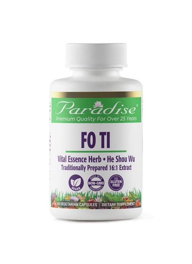 Paradise Herbs Fo Ti/He Shou Wu Root Extract Dietary Supplement For Hair & Skin Health Gluten Free 60 Vegetarian Capsules  - Image 1
