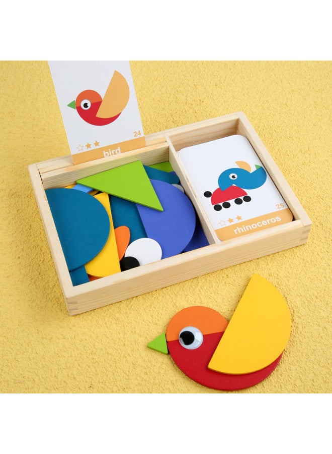 لغز خشبي إبداعي للاستكشاف الهندسي، ألعاب تعليمية معرفية على شكل بطاقة رسومية، اللون: التنوير - Image 5