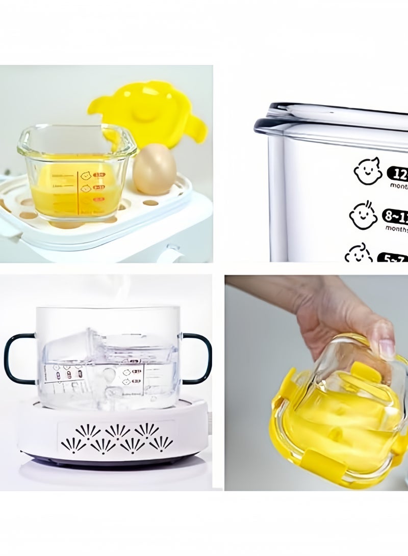 3 قطع علب طعام للأطفال سعة 170 مل، محكم الإغلاق ومانع للتسرب، عبوات زجاجية لتخزين الطعام مع غطاء، ملصق عليها ملصق قابل للذوبان في الميكروويف، عبوات طعام قابلة لإعادة الاستخدام مع أغطية، آمنة للغسل في غسالة الأطباق والفريزر (حليب الأم، ثلاجة) - Image 4