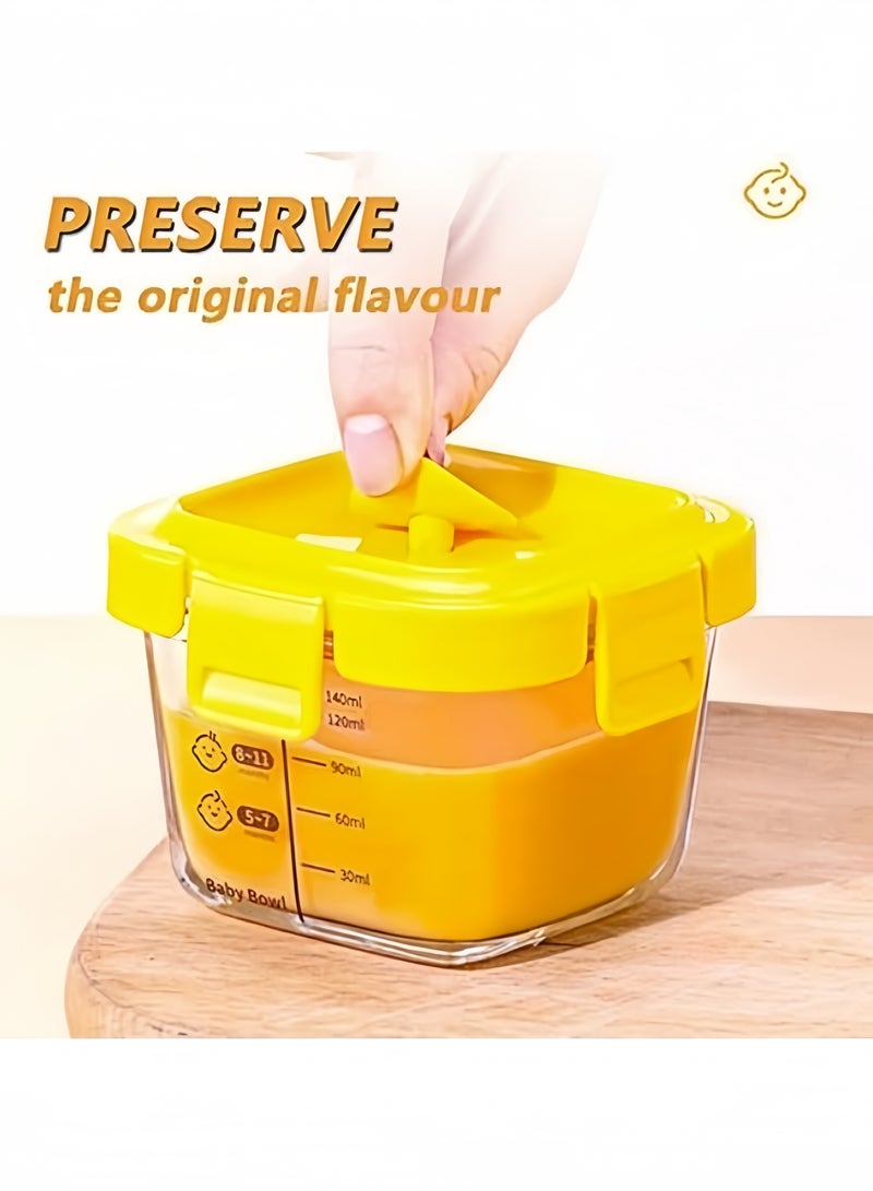 3 قطع علب طعام للأطفال سعة 170 مل، محكم الإغلاق ومانع للتسرب، عبوات زجاجية لتخزين الطعام مع غطاء، ملصق عليها ملصق قابل للذوبان في الميكروويف، عبوات طعام قابلة لإعادة الاستخدام مع أغطية، آمنة للغسل في غسالة الأطباق والفريزر (حليب الأم، ثلاجة) - Image 5