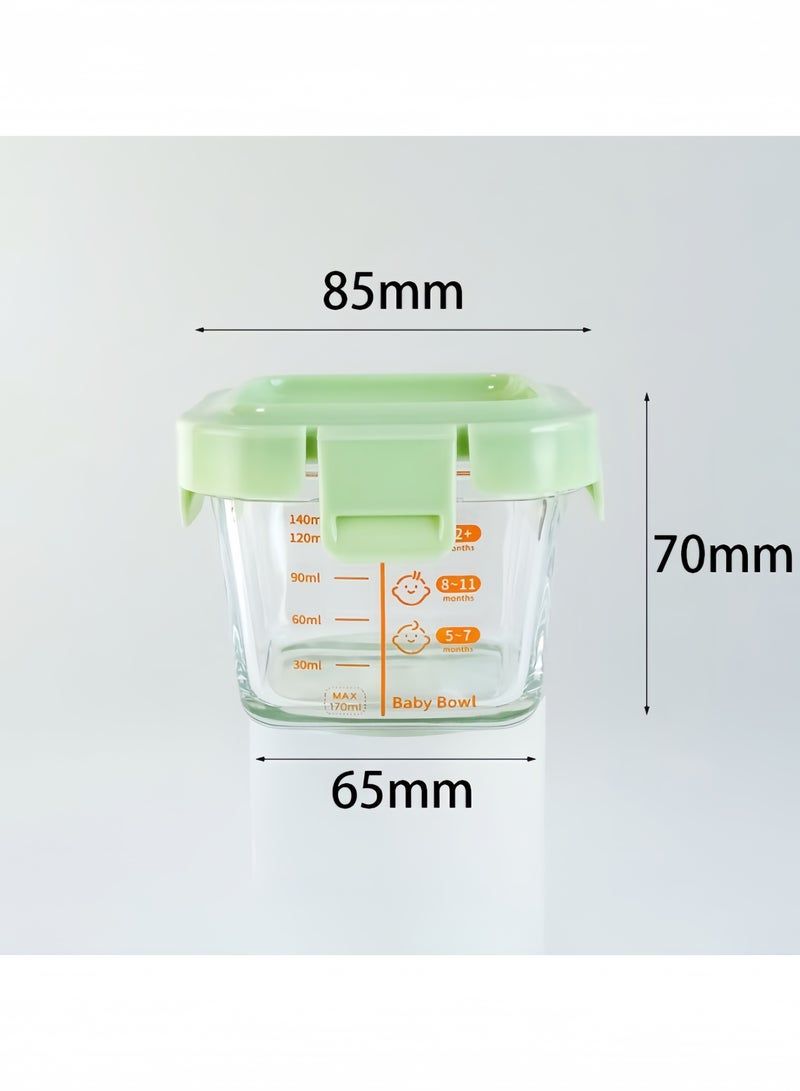 3 قطع علب طعام للأطفال سعة 170 مل، محكم الإغلاق ومانع للتسرب، عبوات زجاجية لتخزين الطعام مع غطاء، ملصق عليها ملصق قابل للذوبان في الميكروويف، عبوات طعام قابلة لإعادة الاستخدام مع أغطية، آمنة للغسل في غسالة الأطباق والفريزر (حليب الأم، ثلاجة) - Image 2