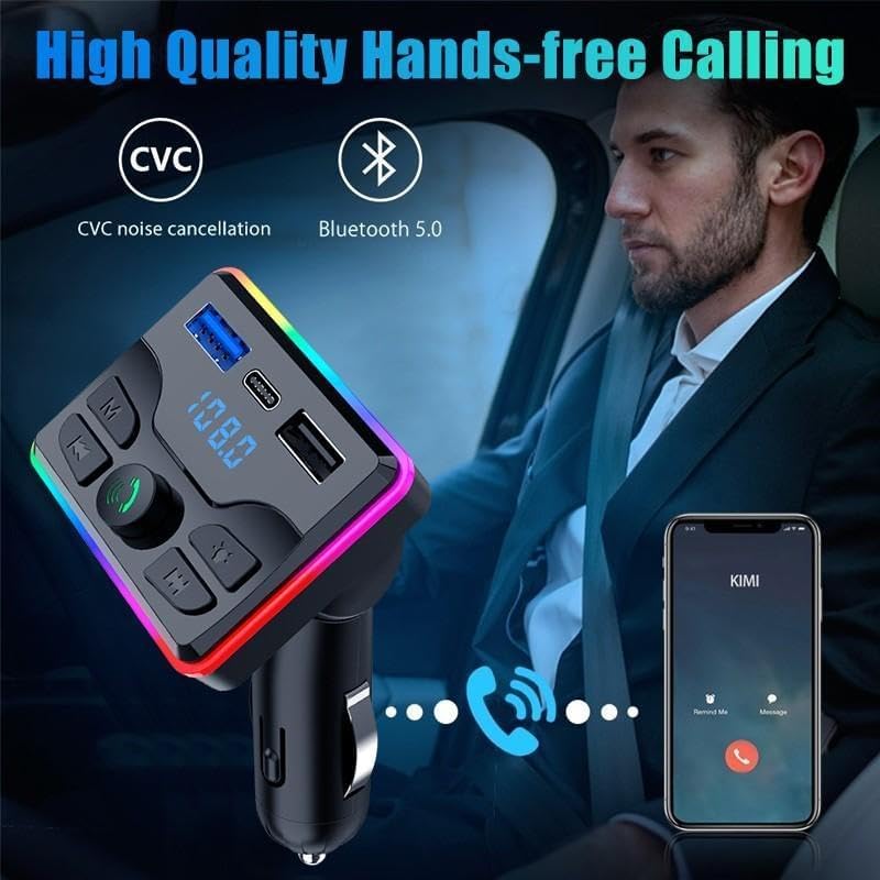 LDNIO Car Bluetooth Mp3 Player with Ambient Light U Disk Music Player PD Charger for Car Hands-Free Call Receiver FM Transmitter - Image 4
