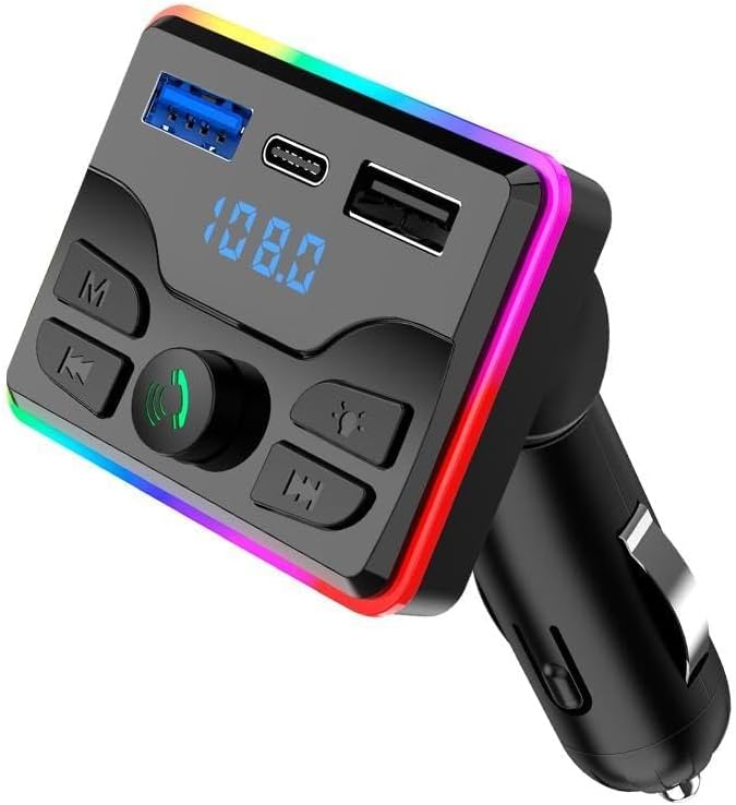 LDNIO Car Bluetooth Mp3 Player with Ambient Light U Disk Music Player PD Charger for Car Hands-Free Call Receiver FM Transmitter - Image 2