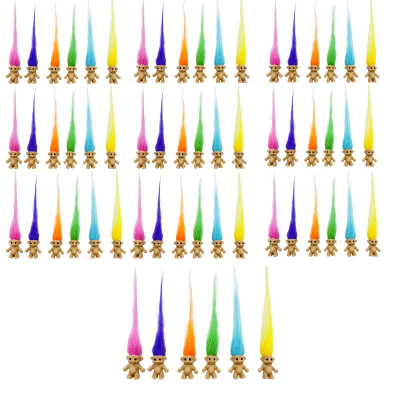 Yintlilocn 60pcs Longhaired Mini Troll Dolls Assorted Hair Colors 078 Bodies 2 Hair Cake Toppers Action Figures School Project Arts and Crafts Party Favors - Image 3