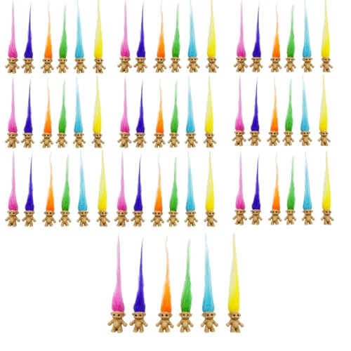 Yintlilocn 60pcs Longhaired Mini Troll Dolls Assorted Hair Colors 078 Bodies 2 Hair Cake Toppers Action Figures School Project Arts and Crafts Party Favors - Image 1